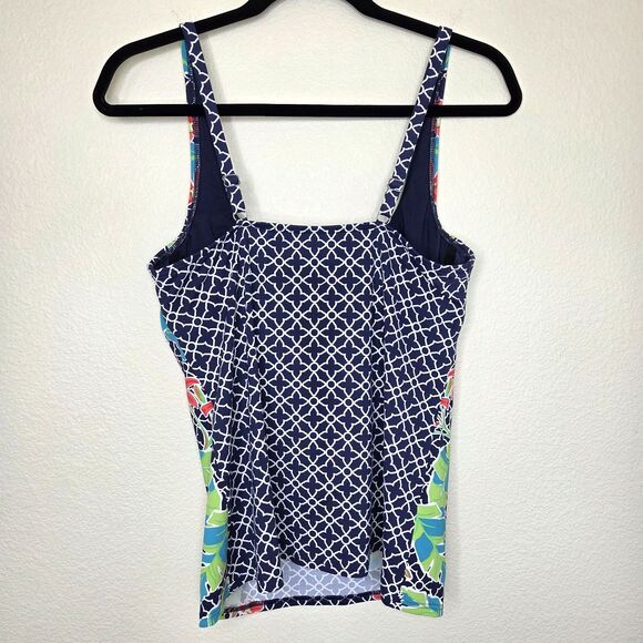 LANDS' END Square Neck Swim Tankini Floral Geometric Print Size 8 Built-in Bra - Picture 14 of 14